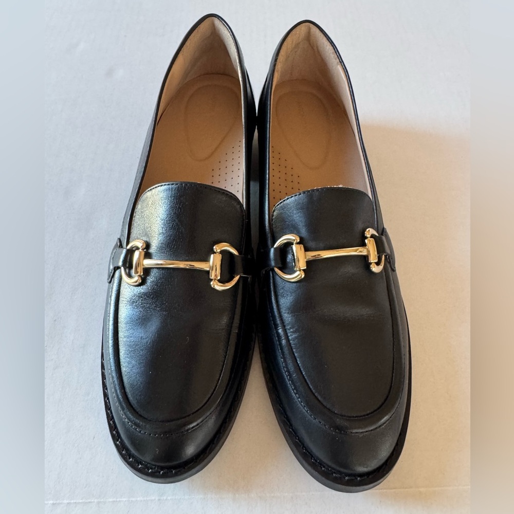 ANTONIO MELANI Black Loafers with Gold Hardware